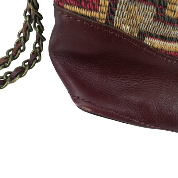 Patricia Nash Brown Leather Tapestry Purse Handbag Shoulder Zipper Pockets Chain - Picture 5 of 11